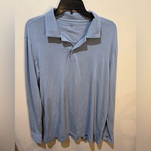 Mack Weldon Silver Long Sleeve Polo Shirt Blue Size Medium